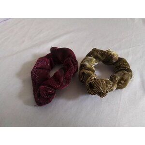 Metallic Mesh Hair Scrunchies Set Of 2